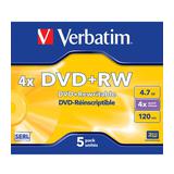 Verbatim DVD+RW 4.7GB 4X Jewel Case 5 Stück